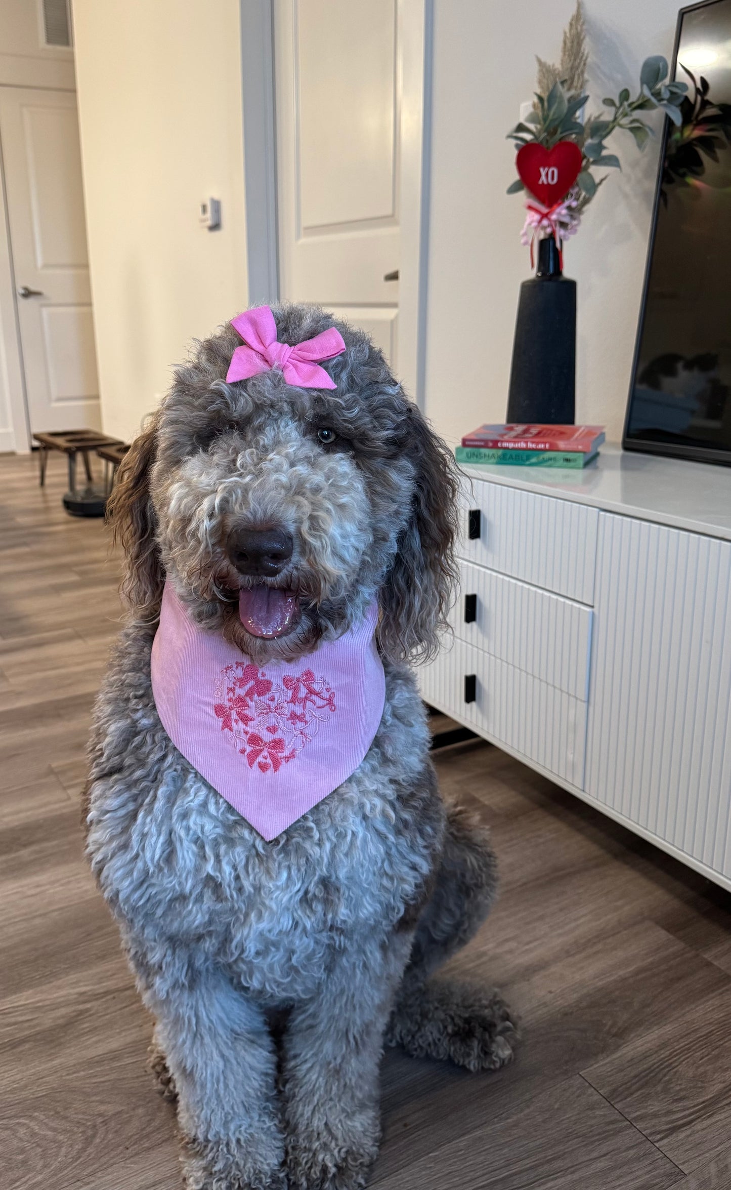Bow Heart Embroidered Bandana