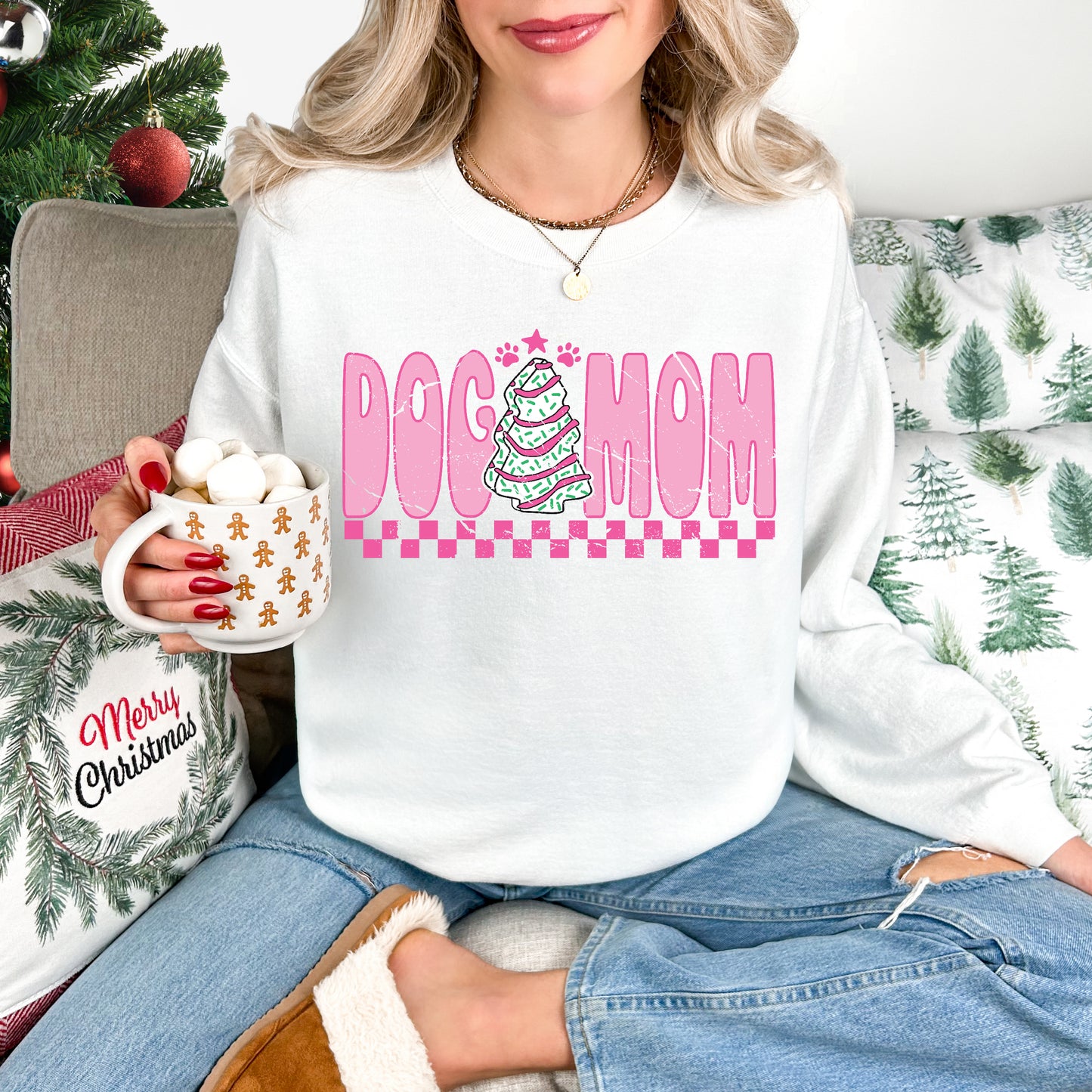 Dog Mom Christmas Cake Crewneck Sweatshirt