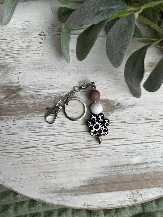 White Paw Print Keychain