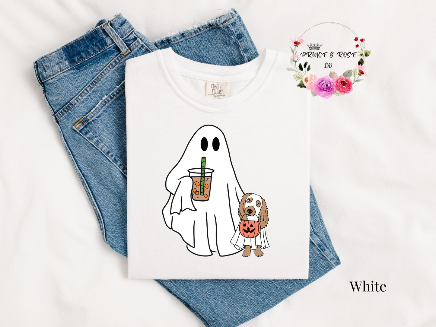 Iced Coffee Ghost Walking Dog T-Shirt