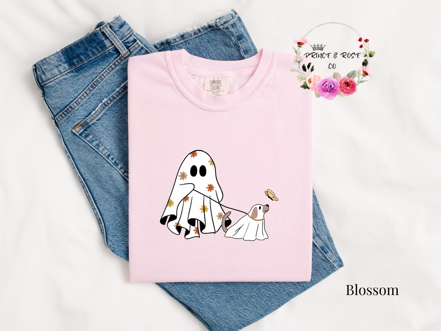 Flower Ghost Walking Dog T-Shirt