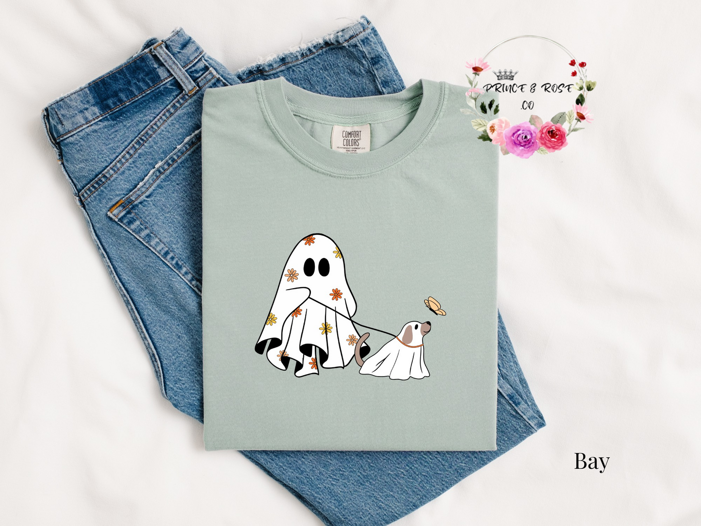 Flower Ghost Walking Dog T-Shirt