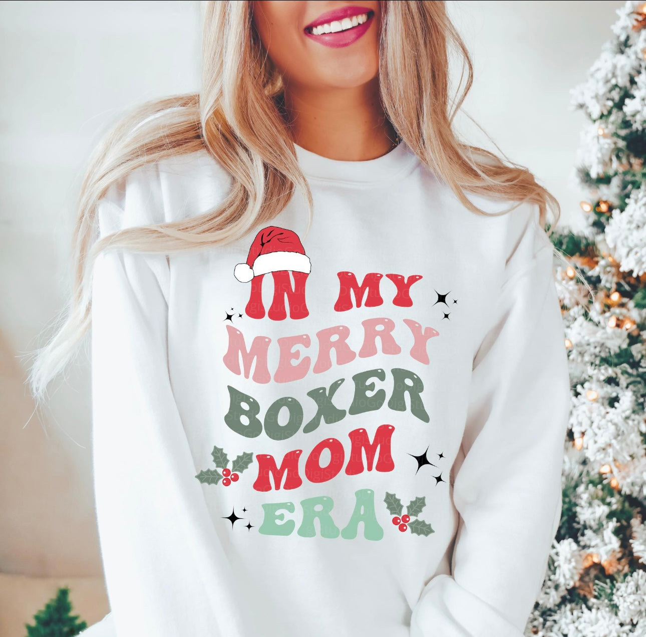 In My Merry Boxer Mom Era Crewneck