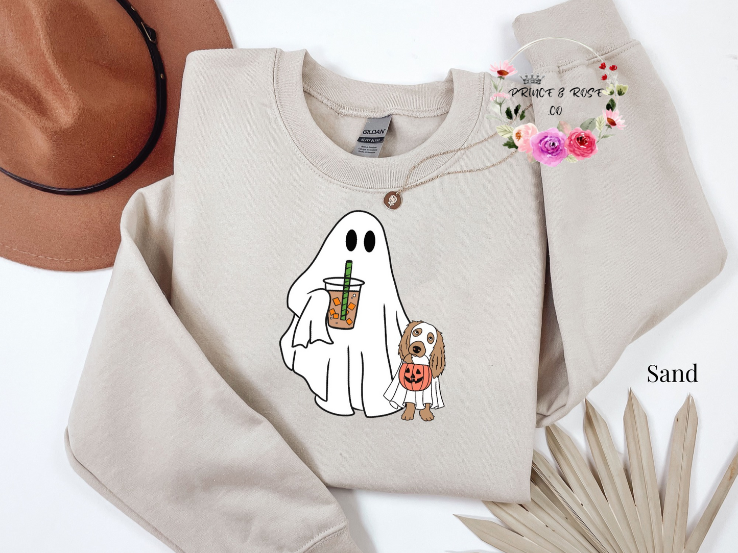 Iced Coffee Ghost Walking Dog Crewneck