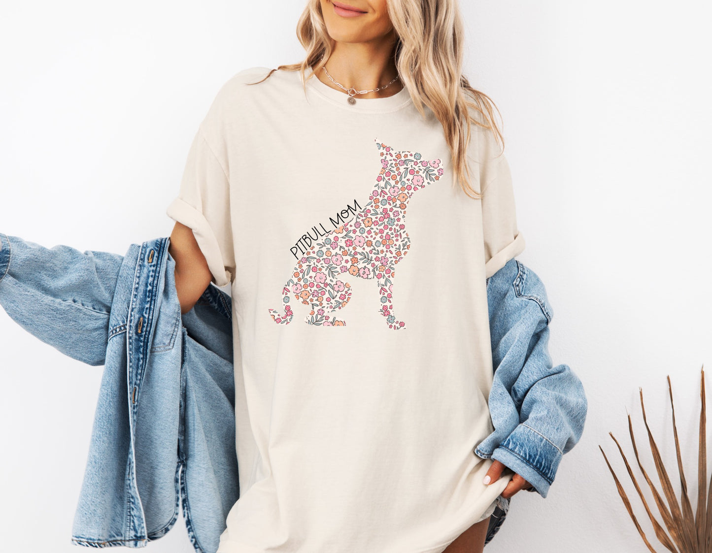 Floral Pitbull Mom T-Shirt