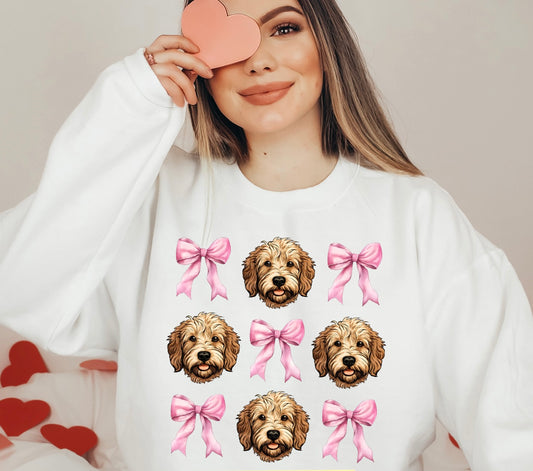 Pink Bow Golden Doodle Crewneck