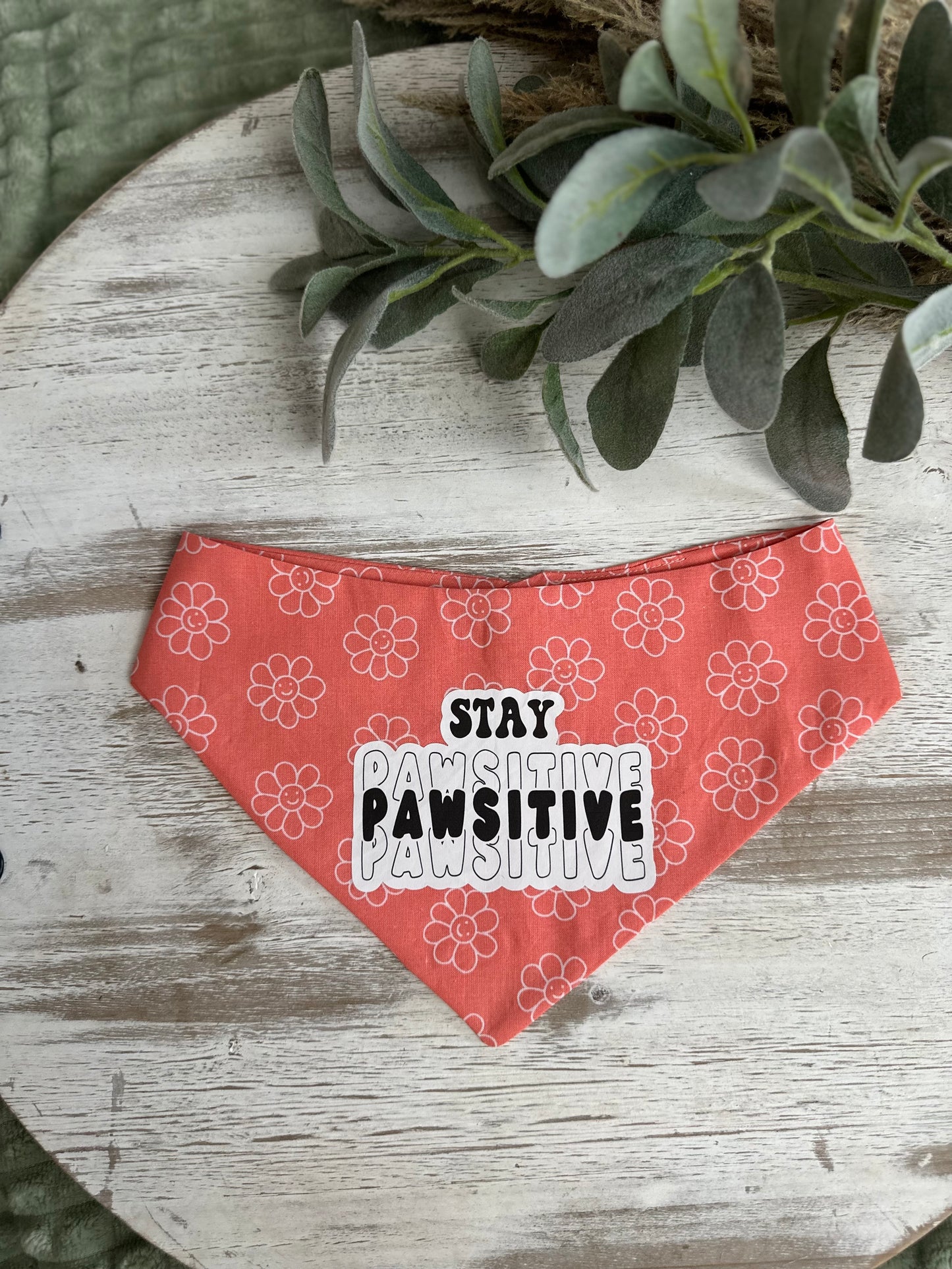 Stay Pawsitive Bandana (Peach)