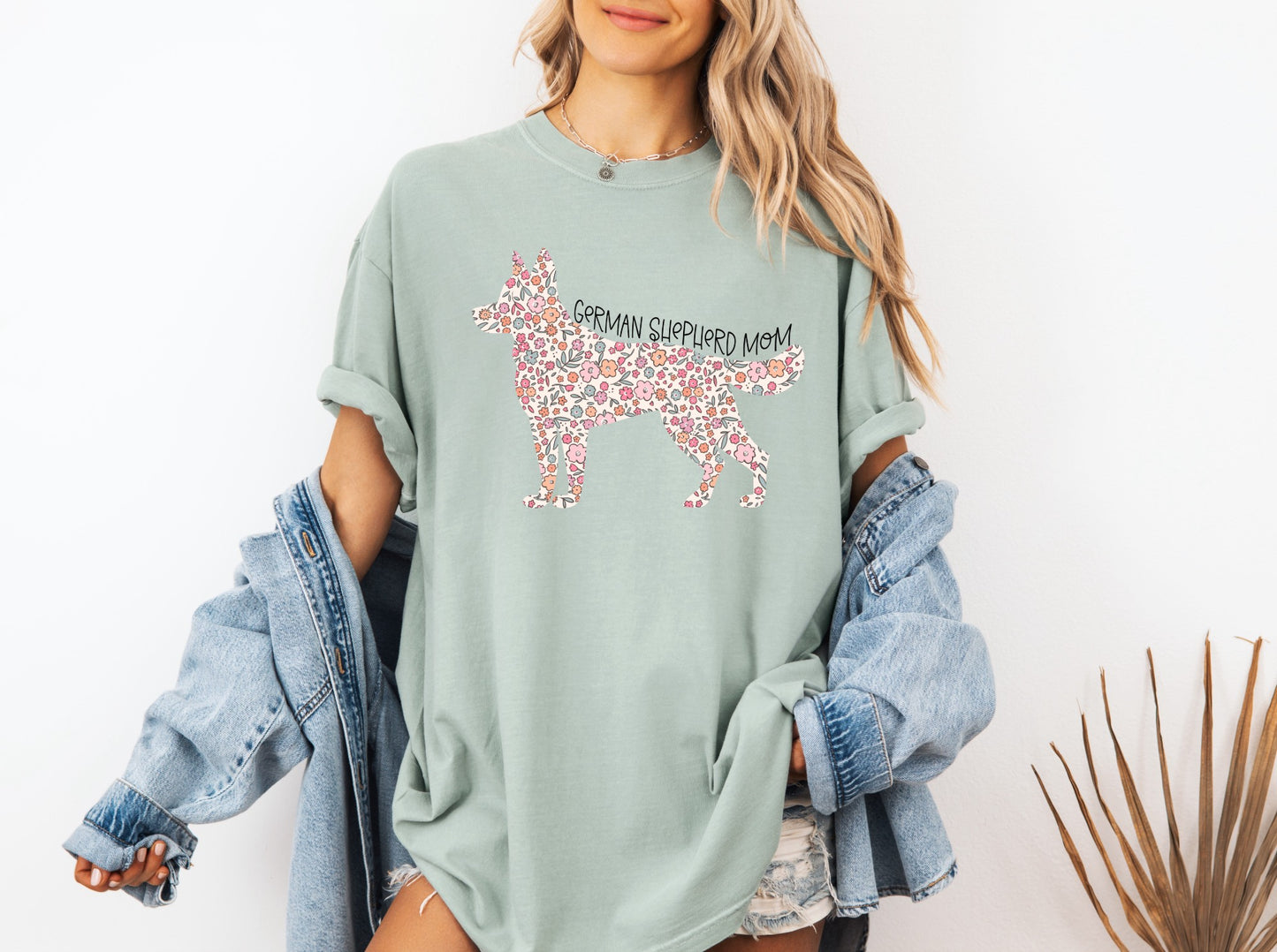 Floral German Shepherd Mom T-Shirt