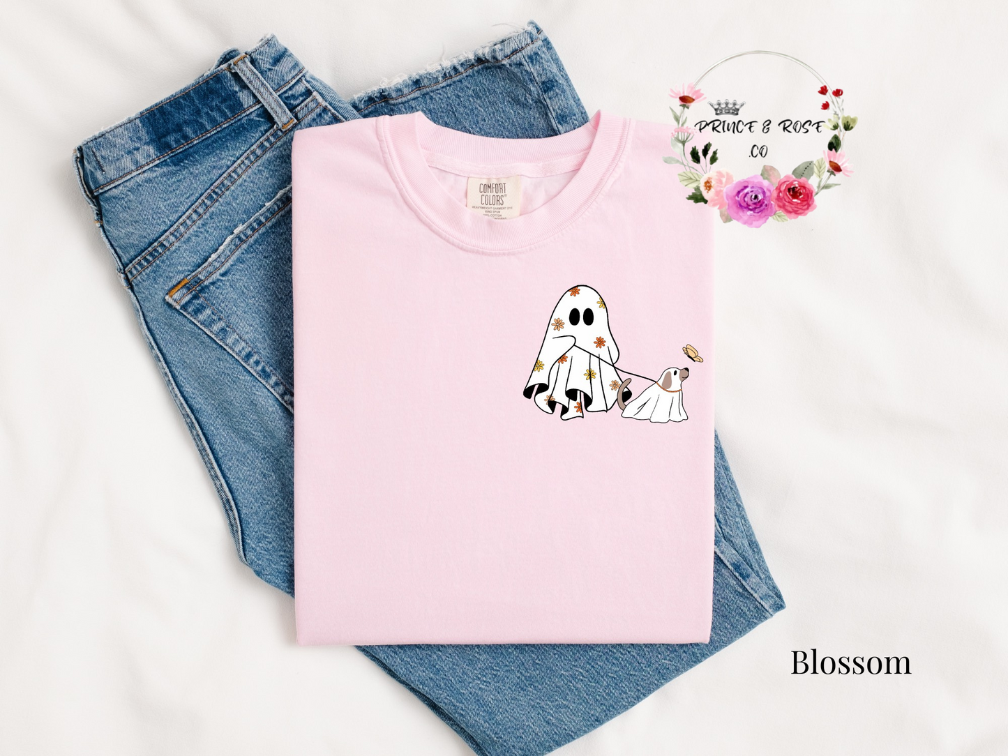 Flower Ghost Walking Dog T-Shirt