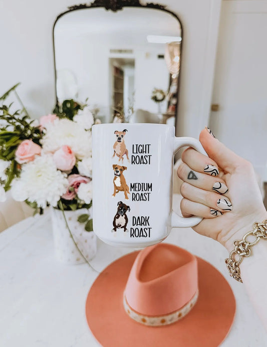 Light, Medium, Dark Roast Boxer Coffee Mug