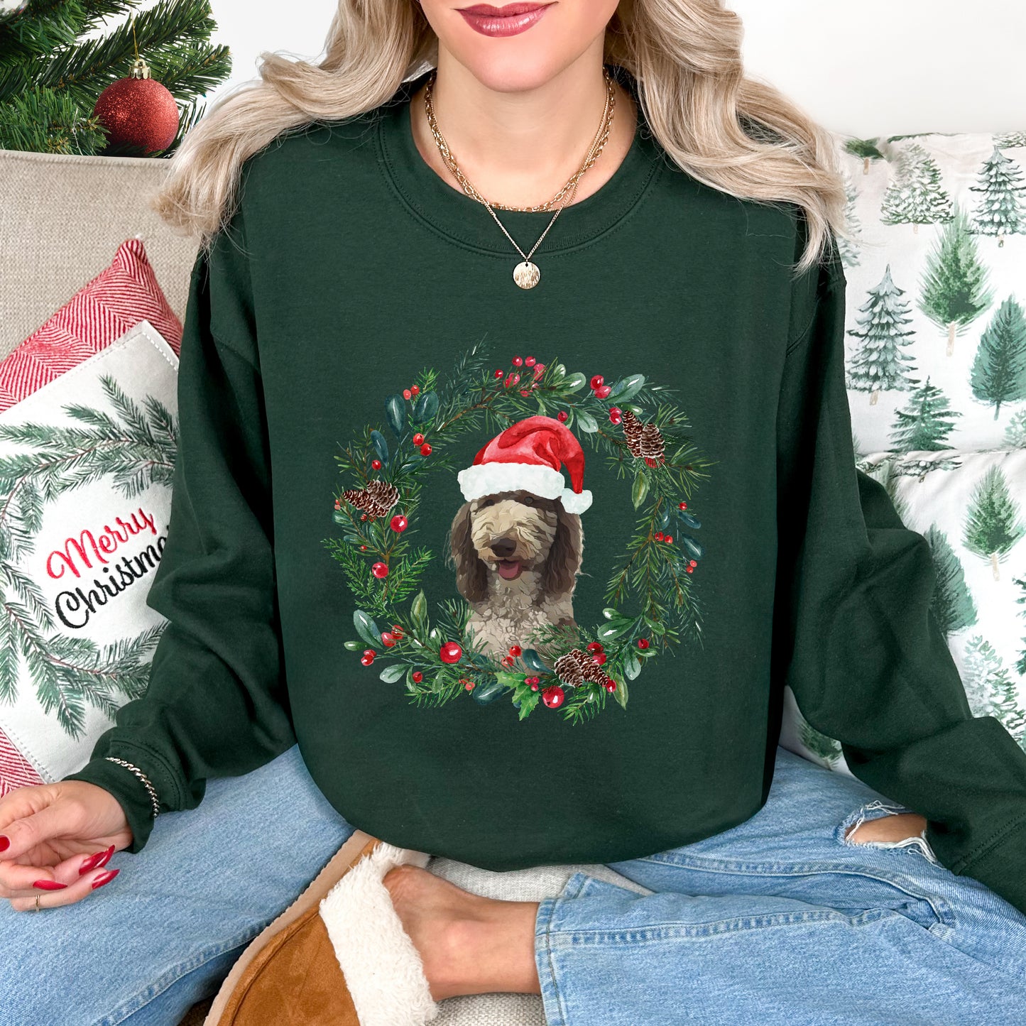 Christmas Wreath CUSTOM Crewneck Sweatshirt