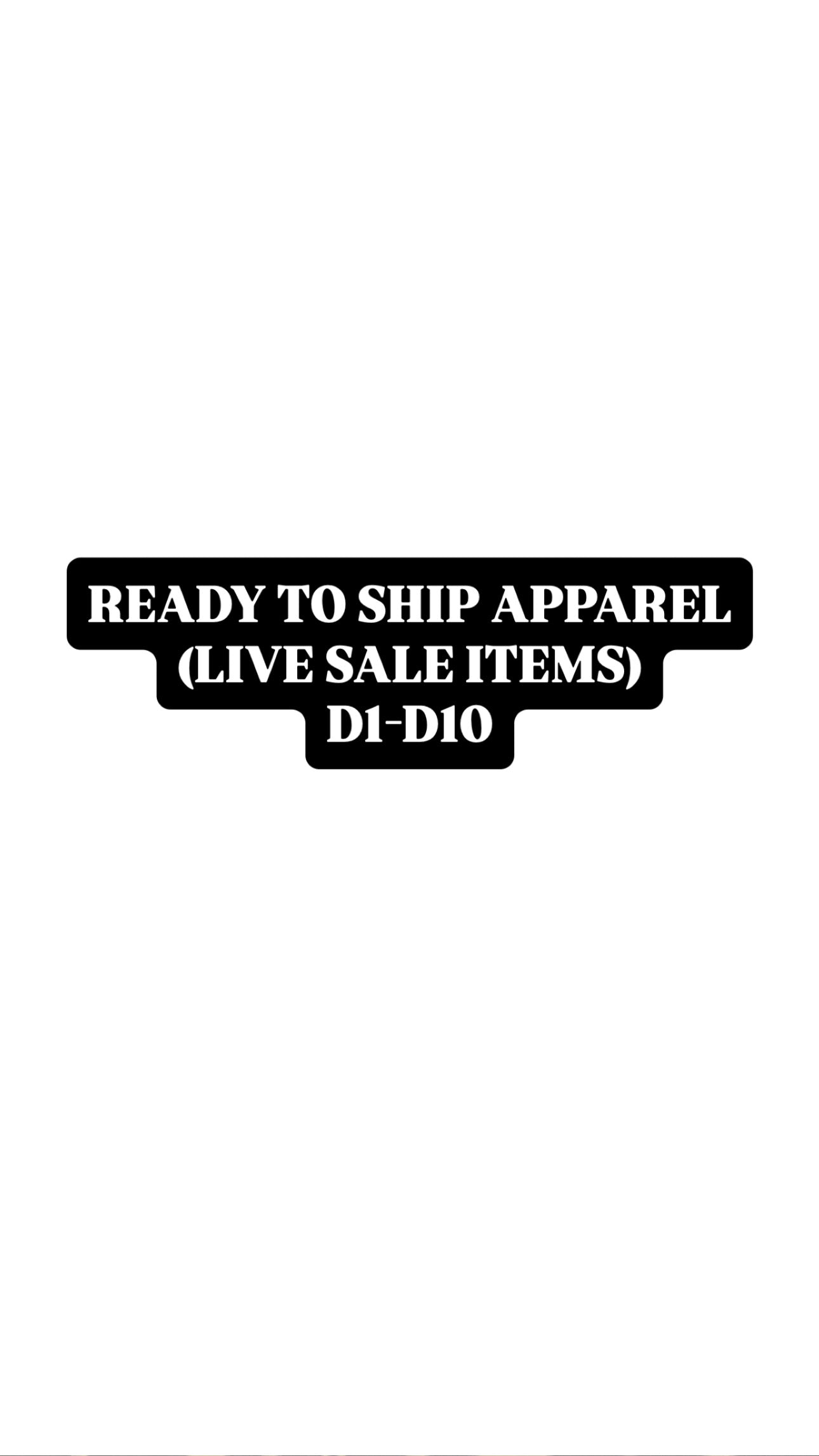 Ready to Ship Apparel (D1-D5)