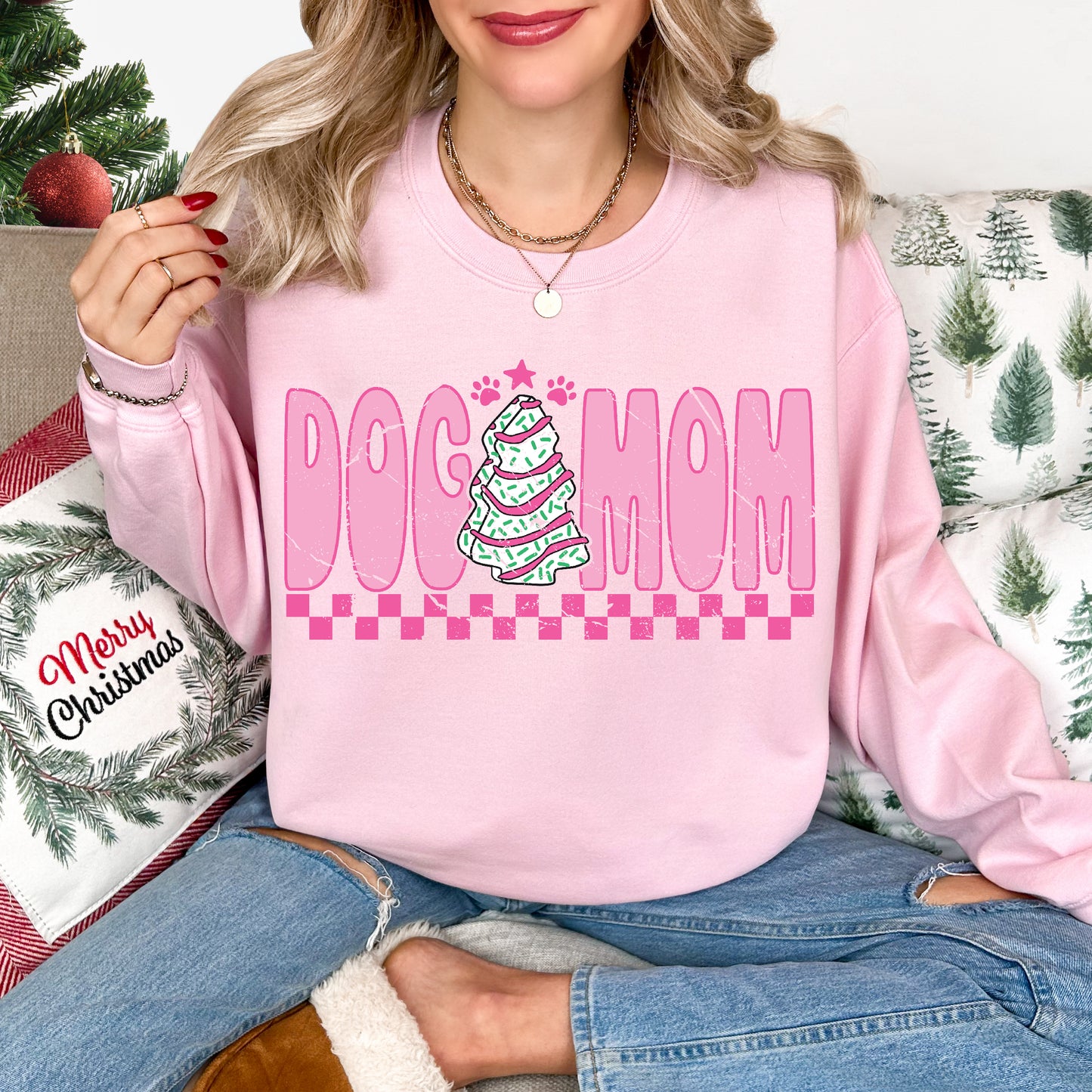 Dog Mom Christmas Cake Crewneck Sweatshirt