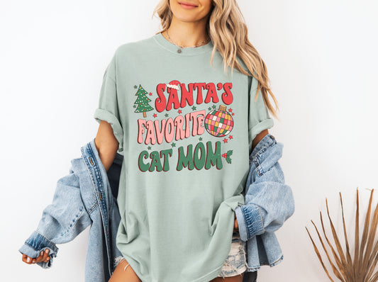 Santa's Favorite Cat Mom T-Shirt